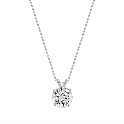 1/4 - 2 Ct T.W. Natural Diamond Solitaire Pendant in 14K White or Yellow Gold DailySale