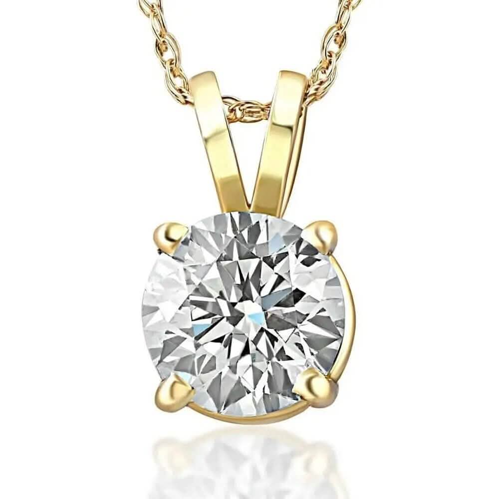 1/4 - 2 Ct T.W. Natural Diamond Solitaire Pendant in 14K White or Yellow Gold DailySale
