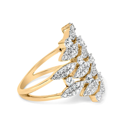 14K Yellow Gold 1.0 Cttw Diamond Geometric Stacked Open Cocktail Ring (I-J Color, I1-I2 Clarity) - Ring Size 7 Bids.com