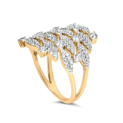 14K Yellow Gold 1.0 Cttw Diamond Geometric Stacked Open Cocktail Ring (I-J Color, I1-I2 Clarity) - Ring Size 7 Bids.com