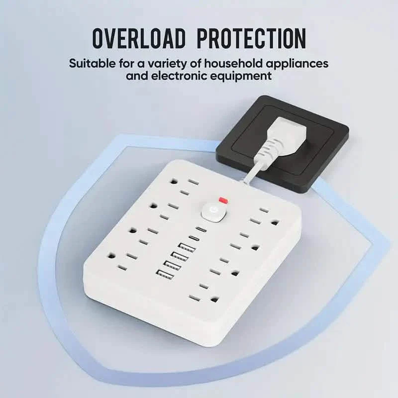 14-in-1 Power Strip With 4 USB Outlets, 2 Type-C Outlet and 8 AC Socket Outlets DailySale
