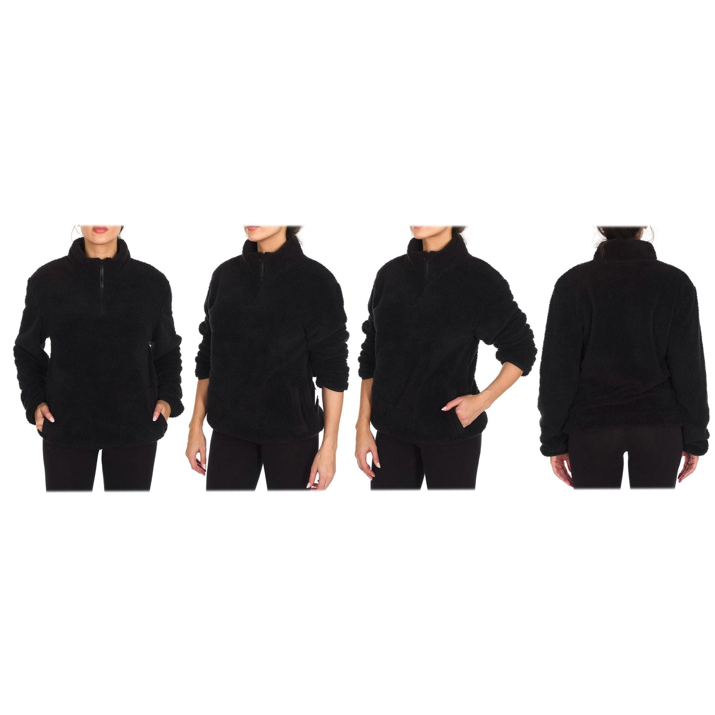 1/4 Zip Collared Sherpa In and Out Lined Pull Over with 2 Pockets DailySale