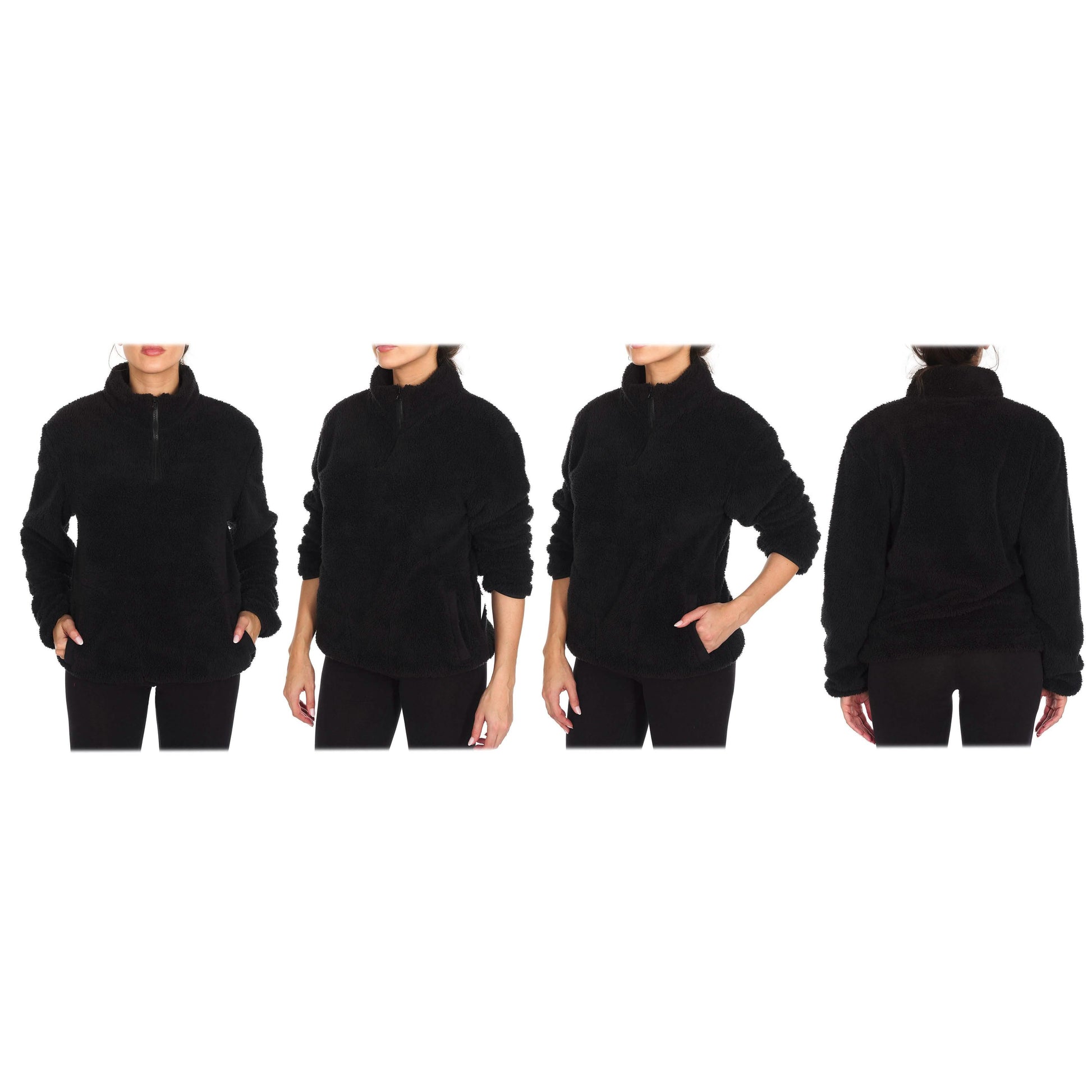 1/4 Zip Collared Sherpa In and Out Lined Pull Over with 2 Pockets DailySale