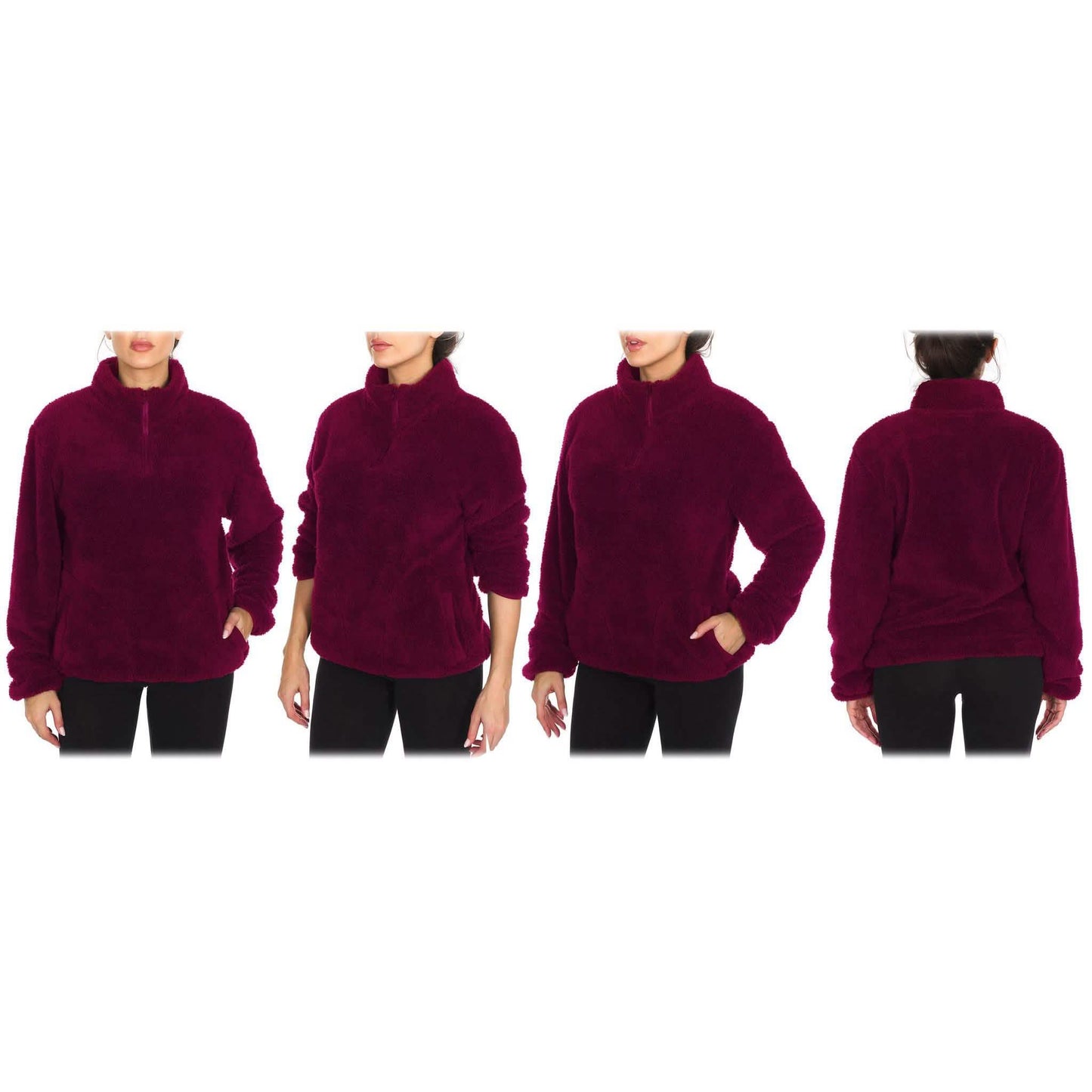 1/4 Zip Collared Sherpa In and Out Lined Pull Over with 2 Pockets DailySale