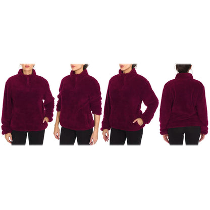 1/4 Zip Collared Sherpa In and Out Lined Pull Over with 2 Pockets DailySale