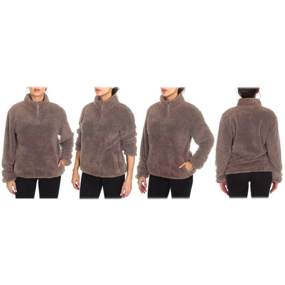 1/4 Zip Collared Sherpa In and Out Lined Pull Over with 2 Pockets DailySale