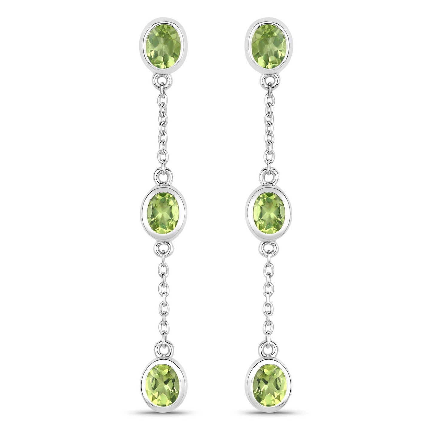 2.10 Carat Genuine Peridot .925 Sterling Silver Earrings Bids.com