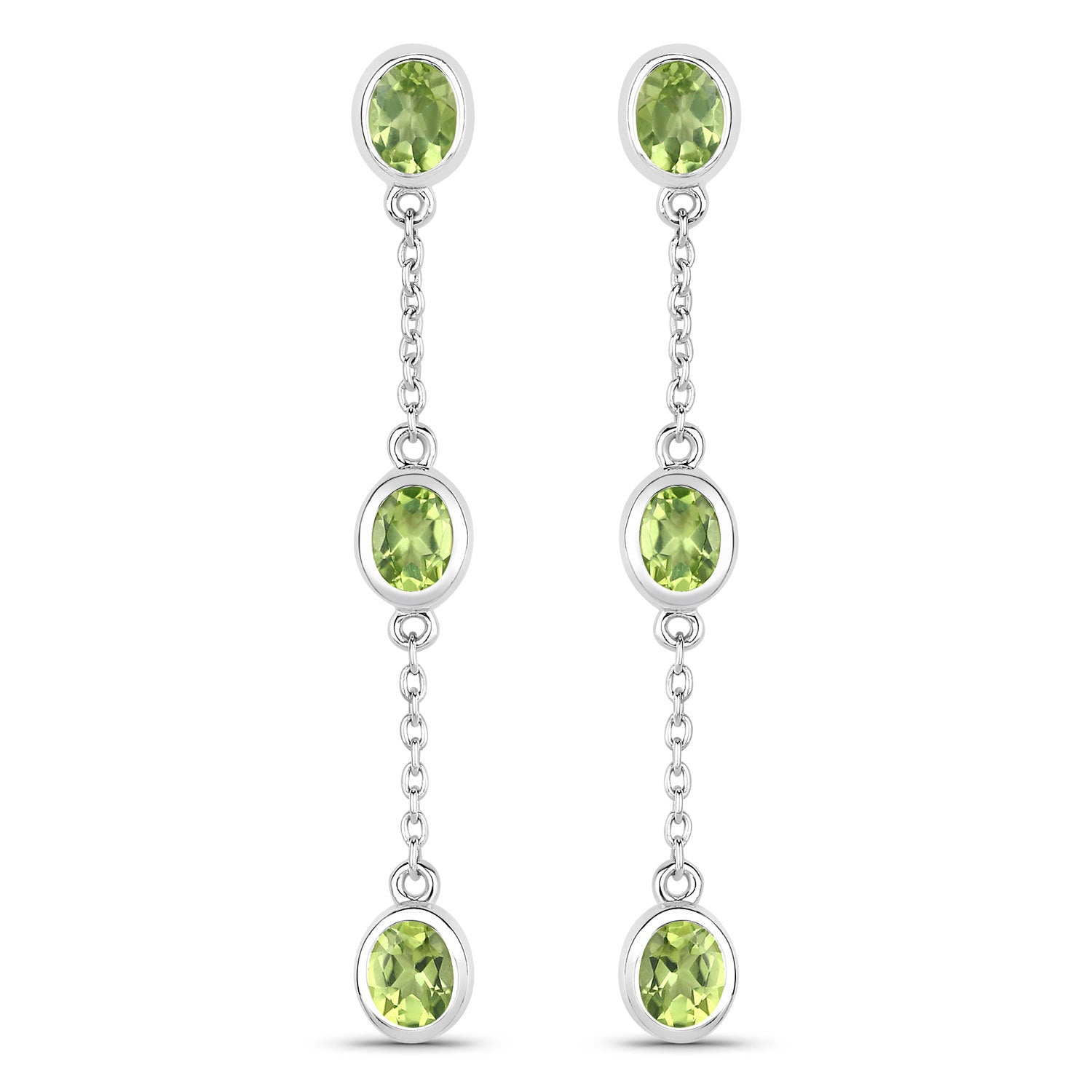 2.10 Carat Genuine Peridot .925 Sterling Silver Earrings Bids.com