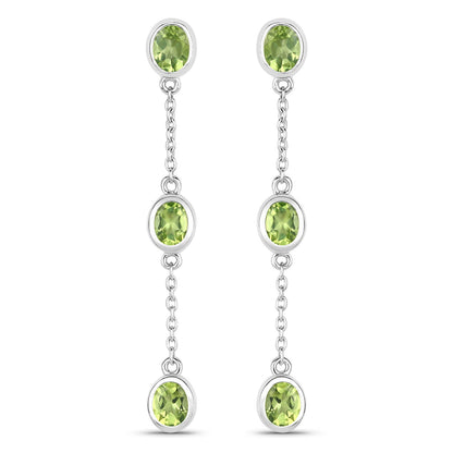 2.10 Carat Genuine Peridot .925 Sterling Silver Earrings Bids.com