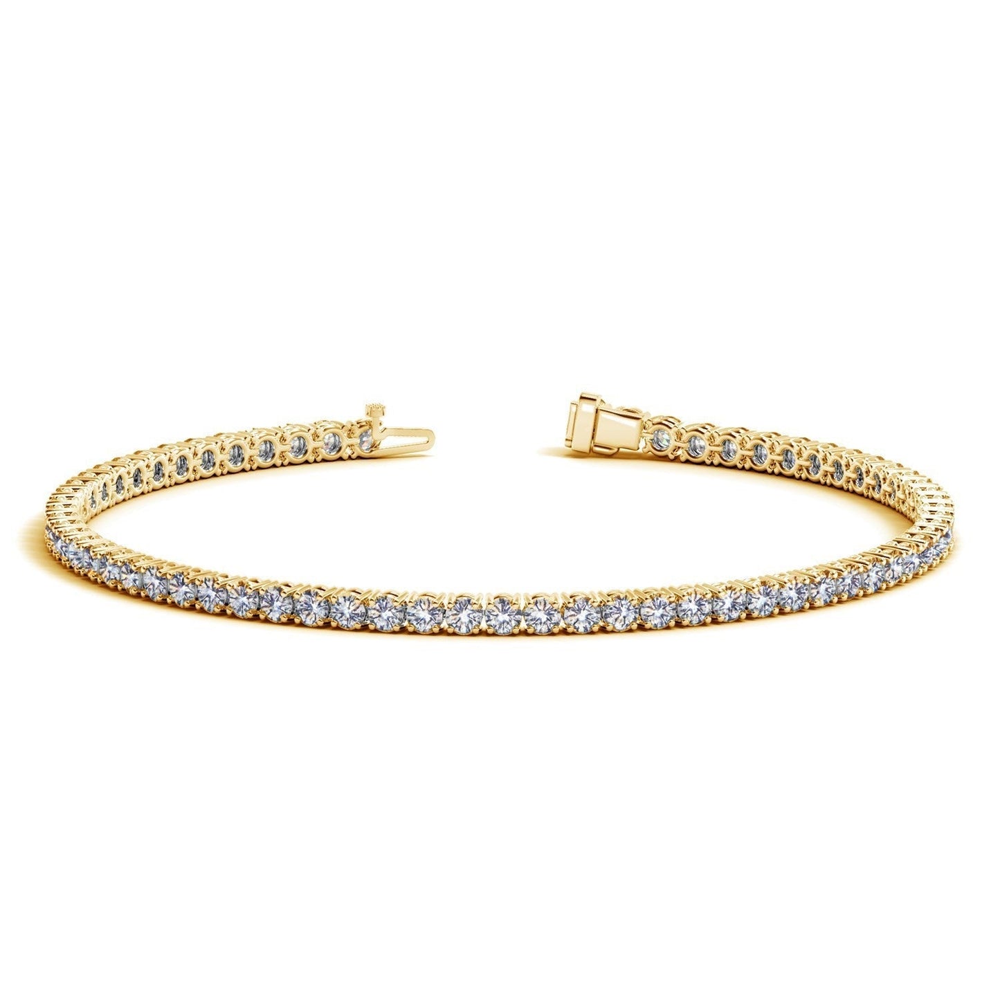 Lab Grown Round Diamond Tennis Bracelet in 14k Yellow Gold (3 cctw F/G  VS2/SI1) Bids.com