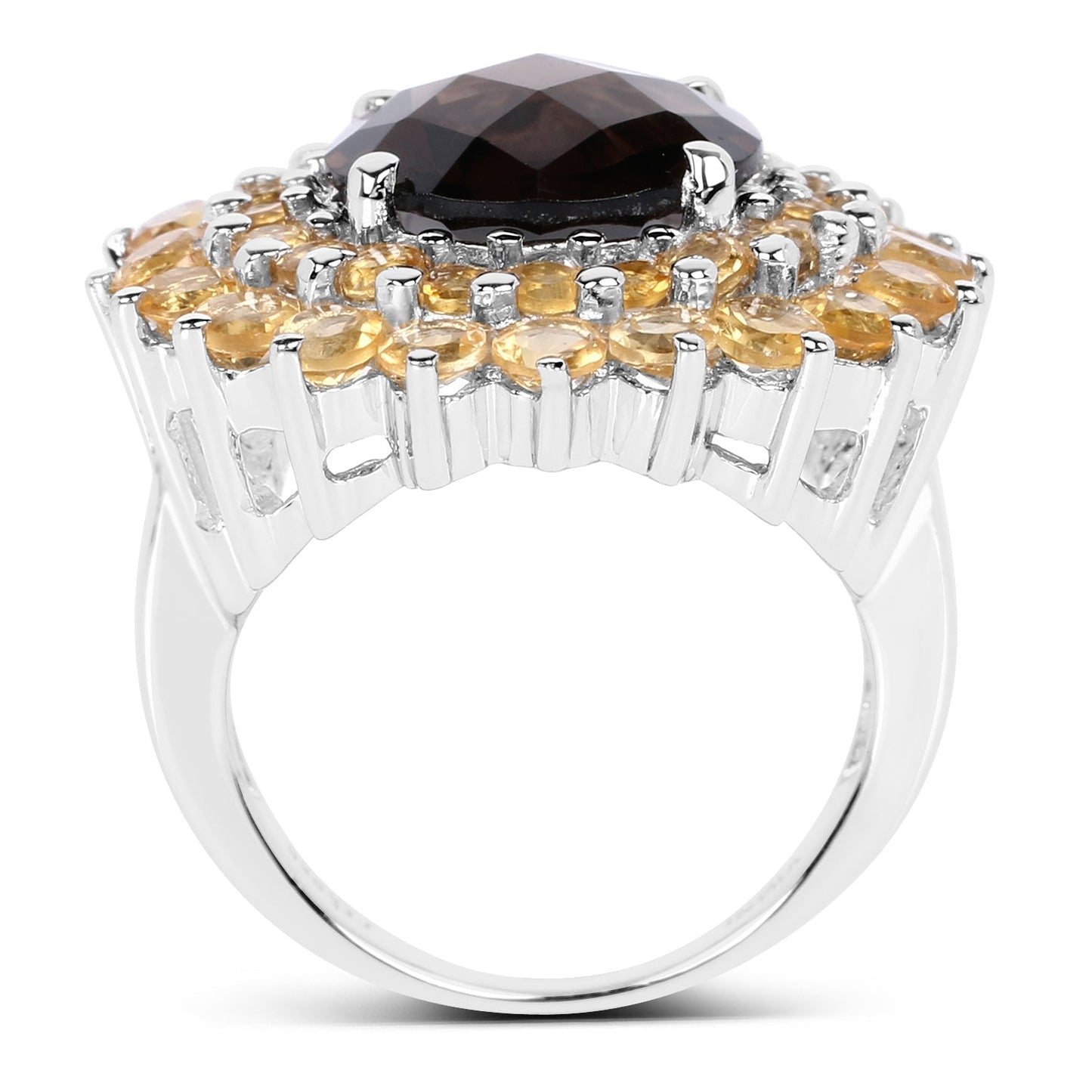 8.56 Carat Genuine Smoky Quartz & Citrine .925 Sterling Silver Ring Bids.com