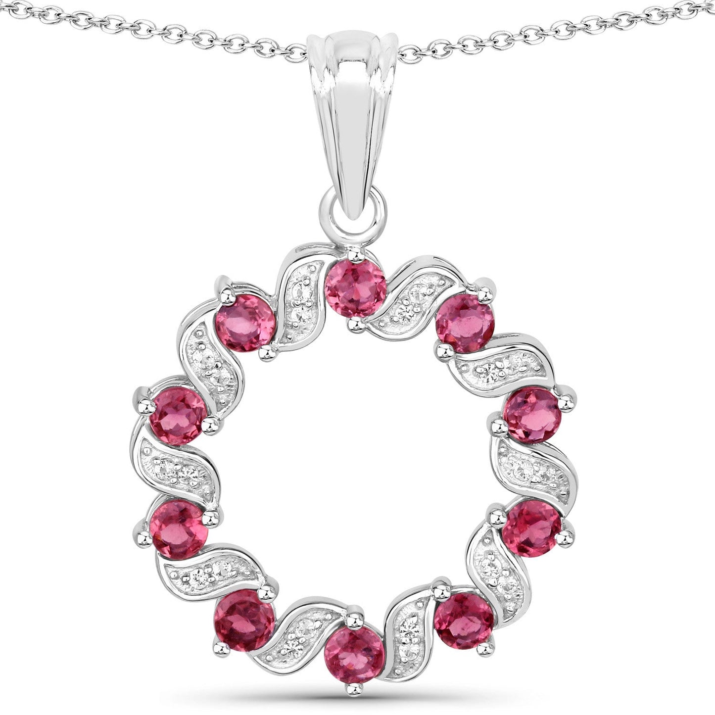1.30 Carat Genuine Pink Tourmaline and White Topaz .925 Sterling Silver Pendant Bids.com