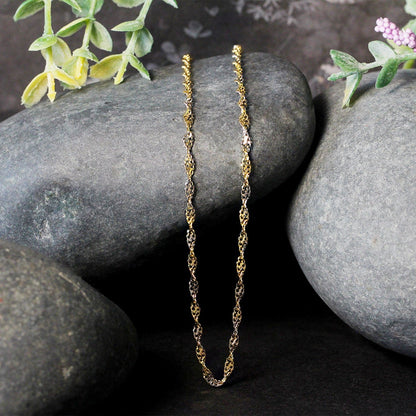 2.0mm 14k Two-Tone Gold Singapore Chain Bids.com