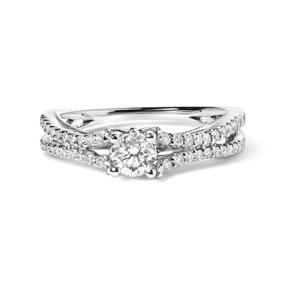 14K White Gold 5/8 Cttw Diamond Split Shank Engagement Ring  (G-H Color, VS2-SI1 Clarity) - Size 7 Bids.com