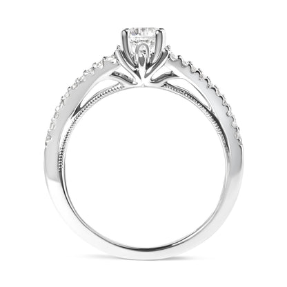 14K White Gold 5/8 Cttw Diamond Split Shank Engagement Ring  (G-H Color, VS2-SI1 Clarity) - Size 7 Bids.com