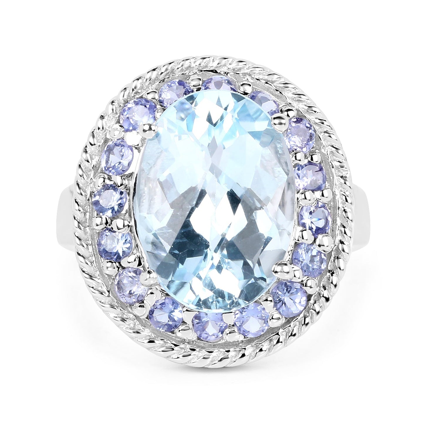 7.41 Carat Genuine Blue Topaz and Tanzanite .925 Sterling Silver Ring Bids.com