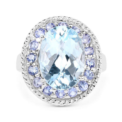 7.41 Carat Genuine Blue Topaz and Tanzanite .925 Sterling Silver Ring Bids.com