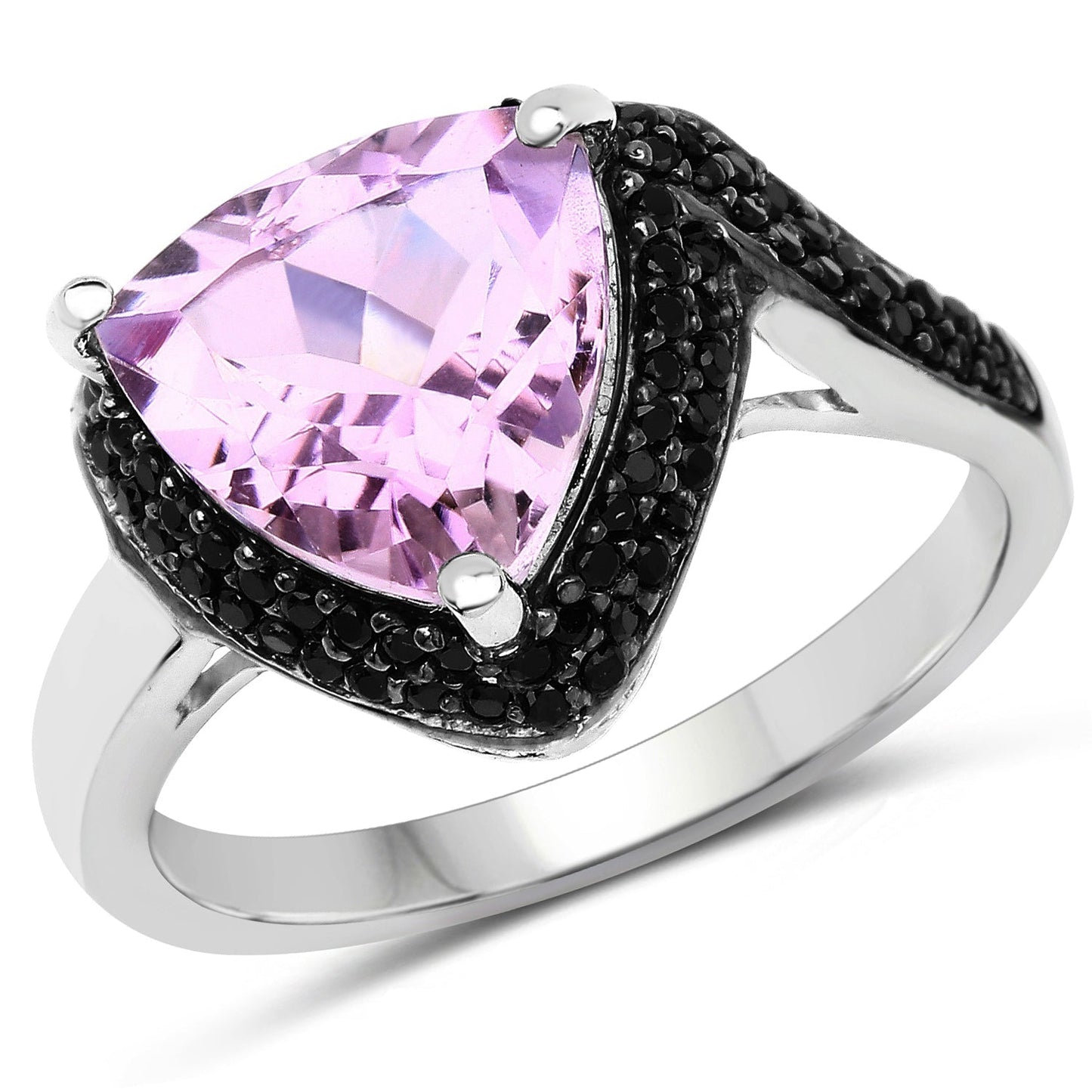 3.53 Carat Genuine Pink Amethyst and Black Spinel .925 Sterling Silver Ring Bids.com