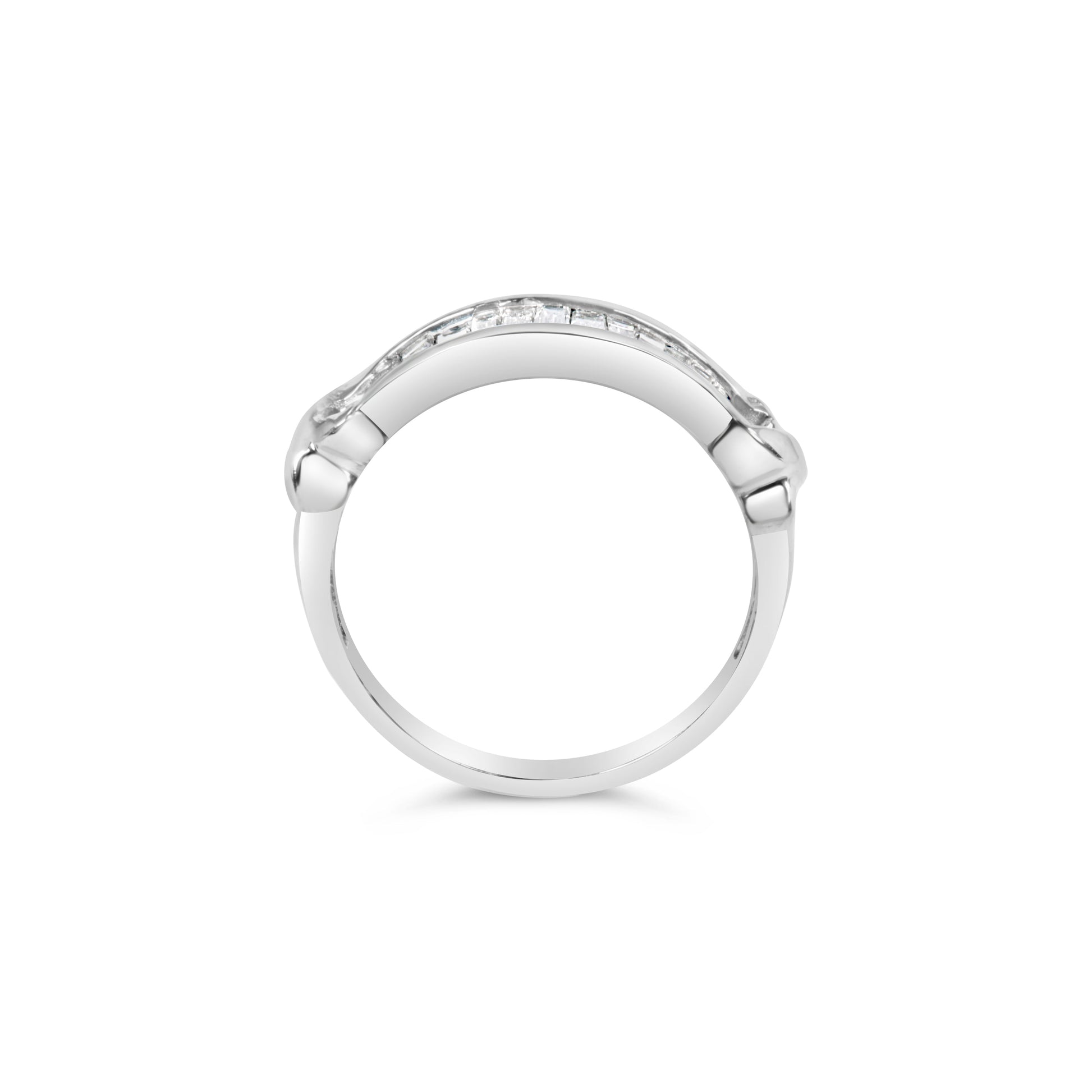 .925 Sterling Silver 1/2 Cttw Baguette Cut Diamond Channel Set X-Station Wedding Ring (H-I Color, I1-I2 Clarity) - Size 6-1/2 Bids.com