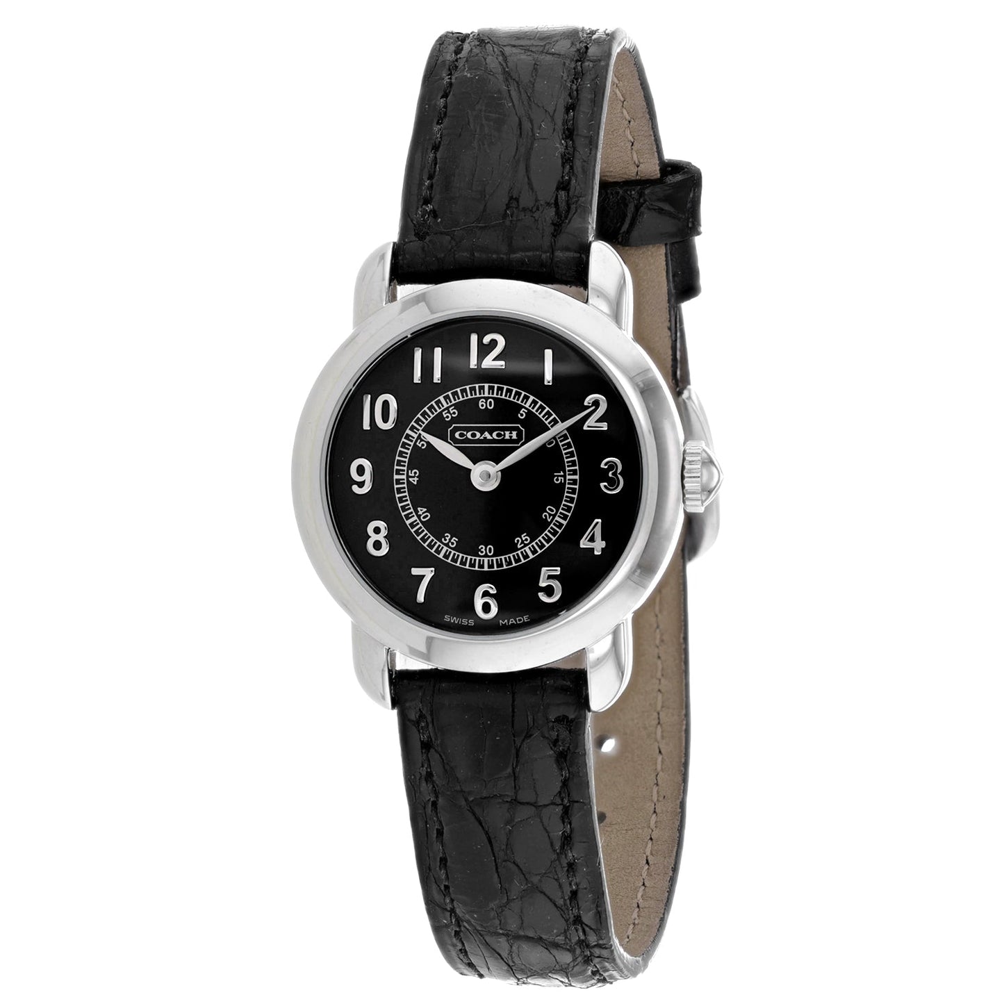 Coach Women's Black Leather Silver Quartz Bids.com