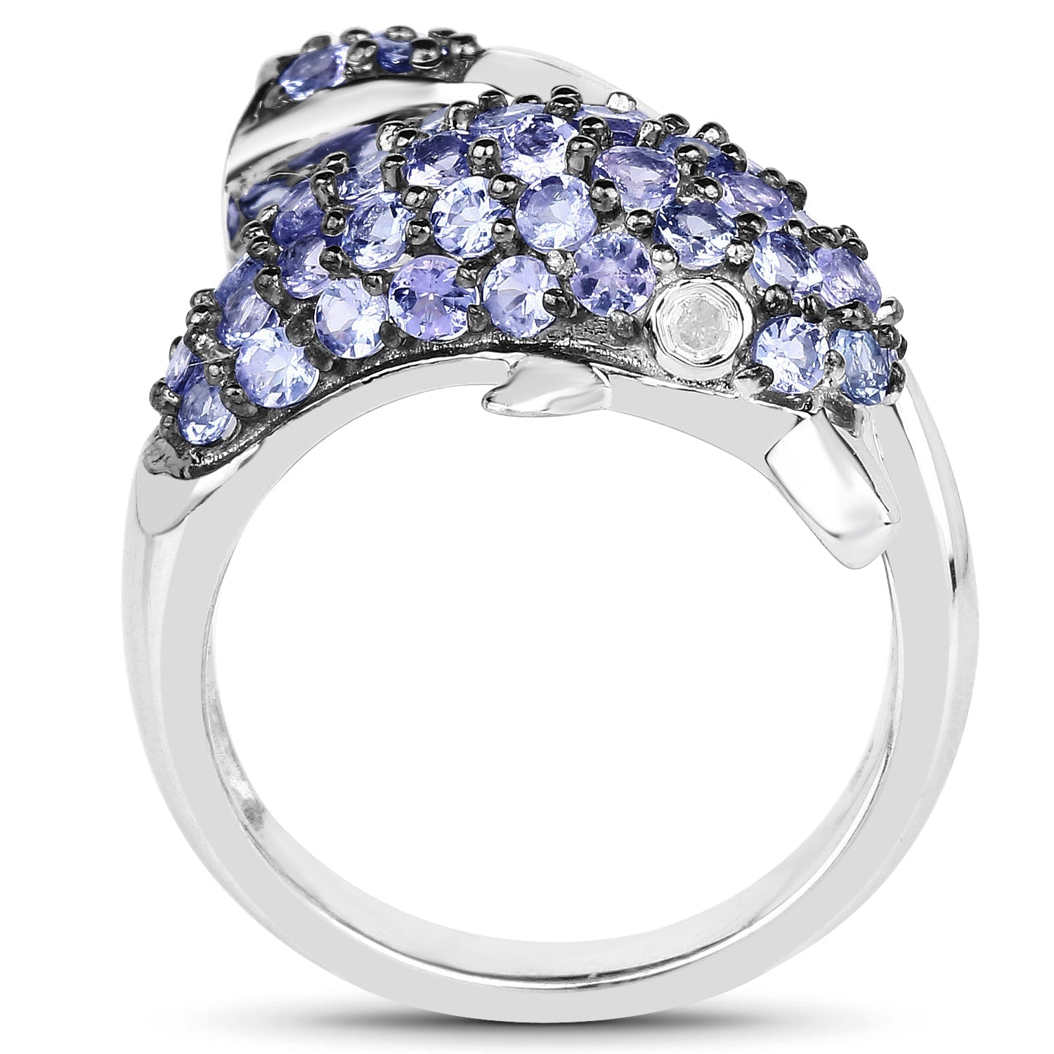 1.45 Carat Genuine Tanzanite and White Diamond .925 Sterling Silver Ring Bids.com