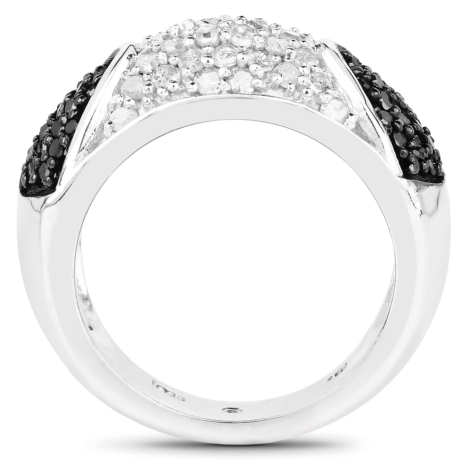 0.99 Carat Genuine Black Diamond and White Diamond .925 Sterling Silver Ring Bids.com
