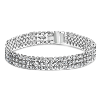 18K White Gold 5.00 Cttw Natural Diamond 3 Row Link Tennis Bracelet (G-H Color, VS1-VS2 Clarity) - 7.25" Inches Bids.com