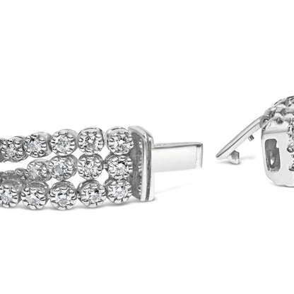 18K White Gold 5.00 Cttw Natural Diamond 3 Row Link Tennis Bracelet (G-H Color, VS1-VS2 Clarity) - 7.25" Inches Bids.com