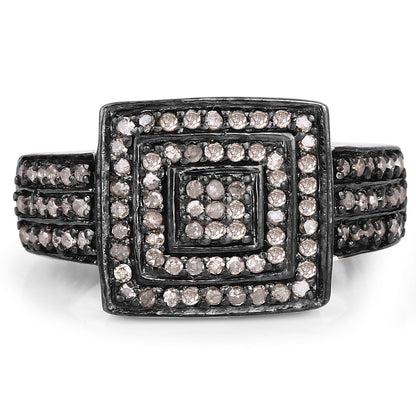 0.42 Carat Genuine Champagne Diamond .925 Sterling Silver Ring Bids.com