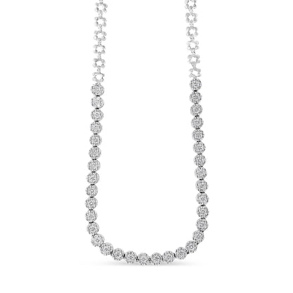 IGI Certified 14K White Gold 8.0 Cttw Pave Set Round-Cut Diamond Cluster Graduating Riviera Statement Necklace (H-I Color, I1 Clarity) Bids.com