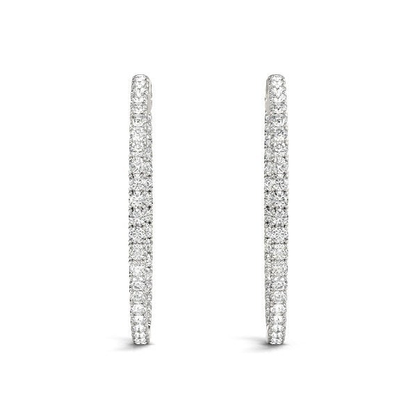 14k White Gold Diamond Hoop Earrings with Shared Prong Setting (2 cttw) Bids.com