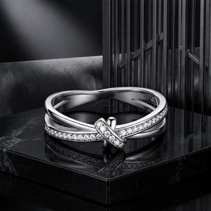 S925 Sterling Silver Oxidized Pavé Setting CZ Ring Size 6 for Women Bids.com