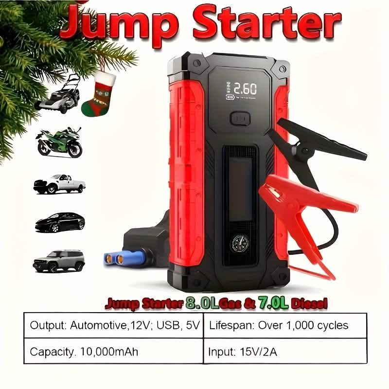 Portable 12V Car Jump Starter, Battery Charger, Air Pump (LED Display) DailySale