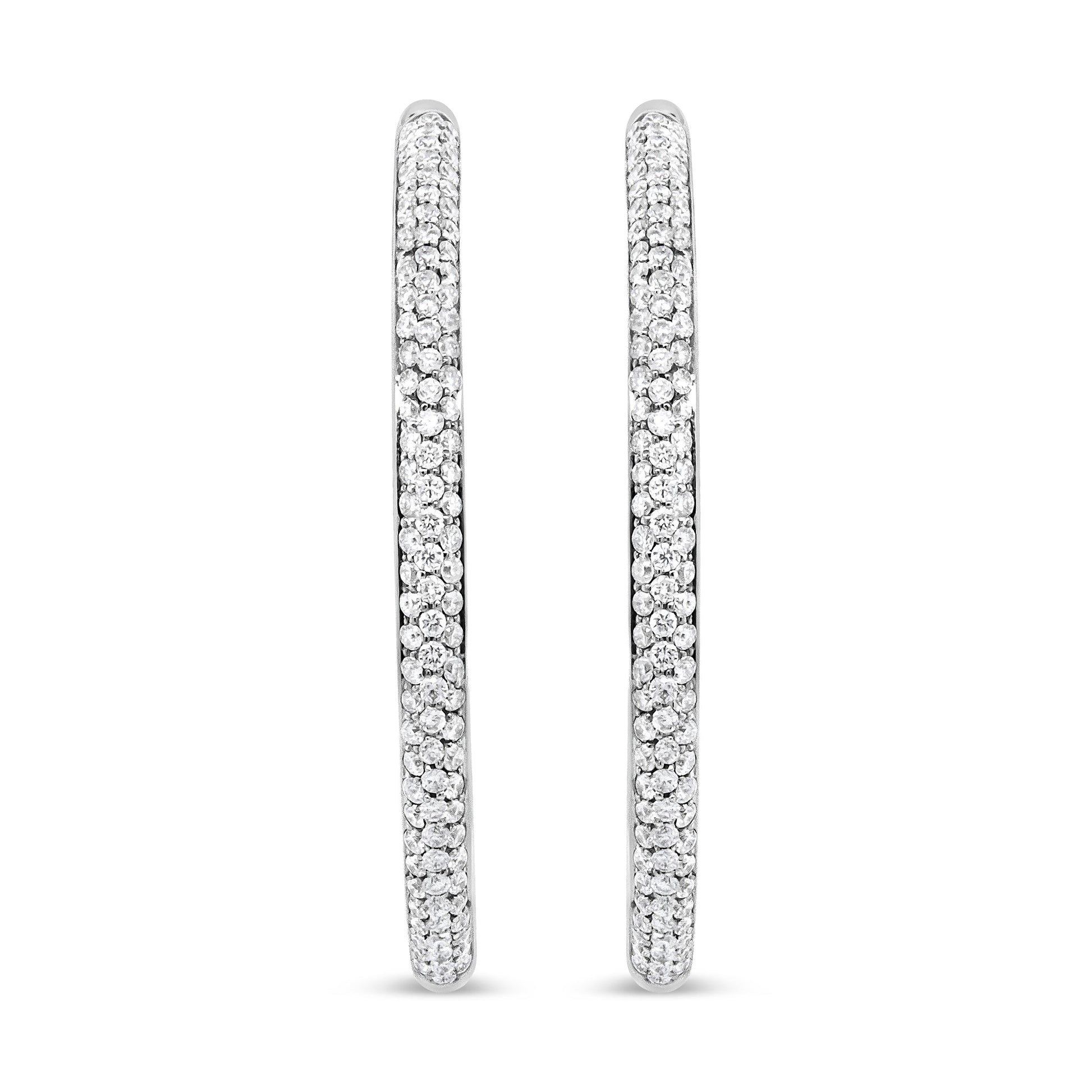 18K White Gold 2.00 Cttw Round-Cut Diamond Inner-Outer Hoop Earrings (F-G Color, VS1-VS2 Clarity) Bids.com