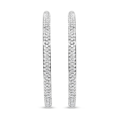 18K White Gold 2.00 Cttw Round-Cut Diamond Inner-Outer Hoop Earrings (F-G Color, VS1-VS2 Clarity) Bids.com