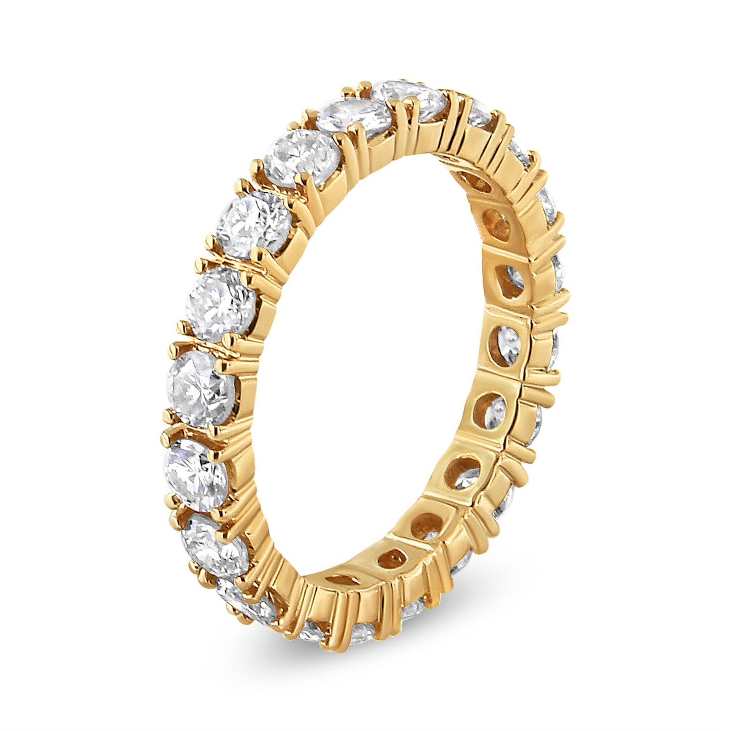 14K Yellow Gold 2.00 Cttw Shared Prong Set Round Cut Diamond Eternity Band (J-K Color, VS1-VS2 Clarity) - Ring Size 6.75 Bids.com