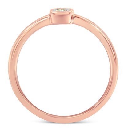 14K Rose Gold Plated .925 Sterling Silver 1/20 Carat Diamond Square Cushion-Shaped Miracle Set Petite Fashion Promise Ring (J-K Color, I1-I2 Clarity) - Size 6 Bids.com