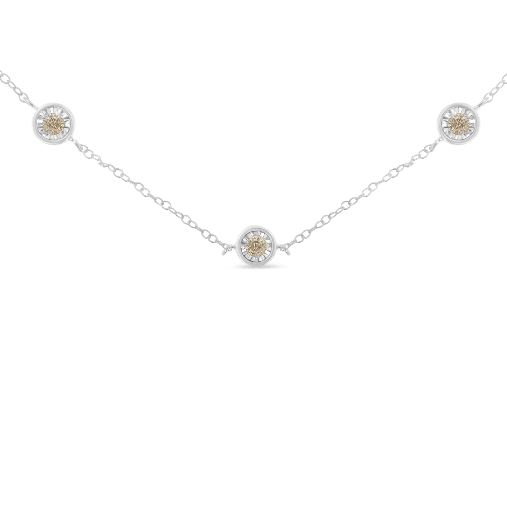 Sterling Silver Diamond Station Necklace (1/2 cttw, I-J Color, I1-I2 Clarity) Bids.com