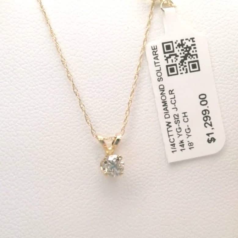 1/4CTTW $4000 Genuine Diamond Solitaire Pendant Necklace 14K Yellow Gold Solid 18" DailySale