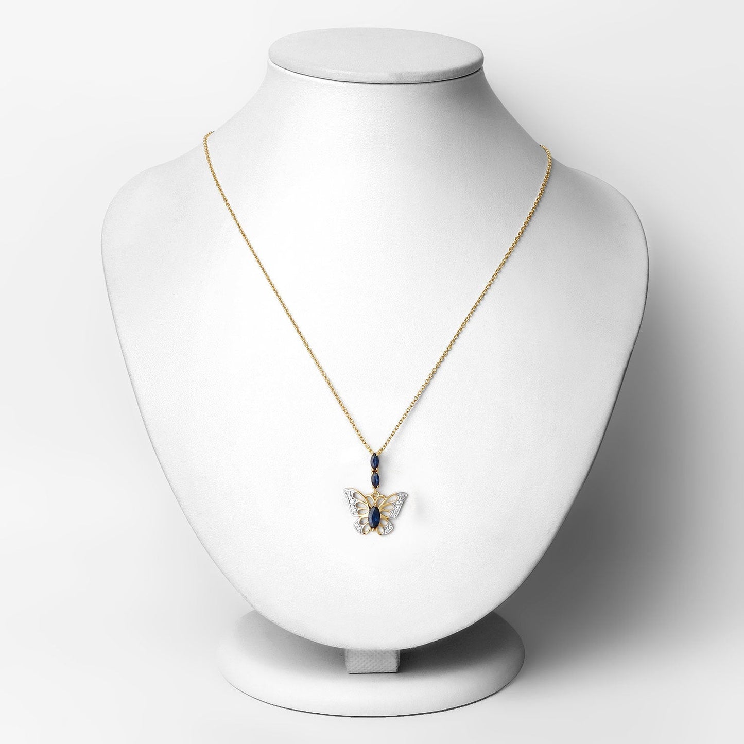 0.92 Carat Genuine Blue Sapphire and White Zircon .925 Sterling Silver Pendant Bids.com