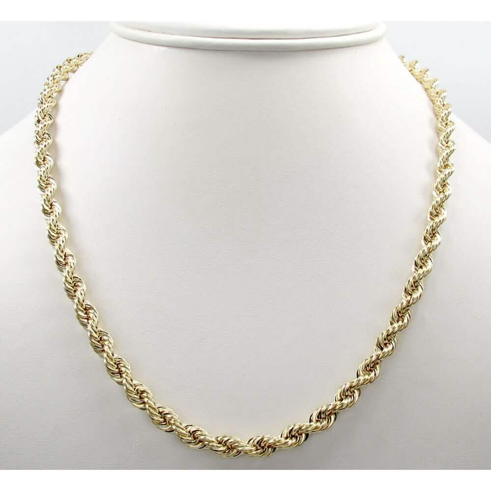 14K 4mm Genuine Solid Yellow Gold Rope Necklace Chain DailySale