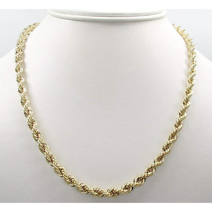 14K 4mm Genuine Solid Yellow Gold Rope Necklace Chain DailySale