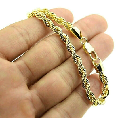 14K 4mm Genuine Solid Yellow Gold Rope Necklace Chain DailySale