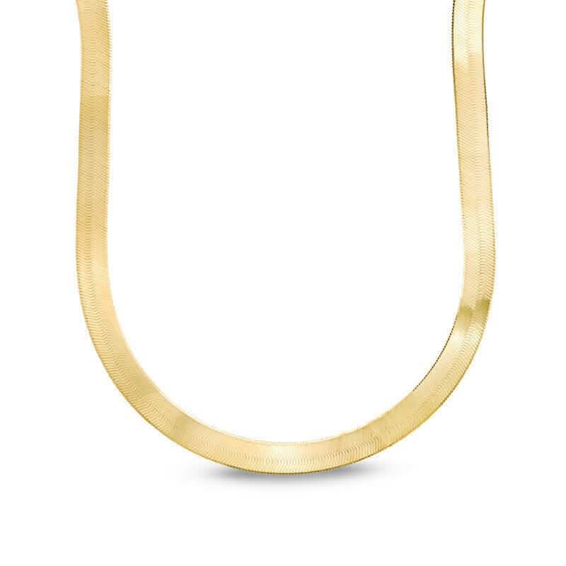 14K 6mm Solid Yellow Gold High Polished Herringbone Necklace Chain DailySale