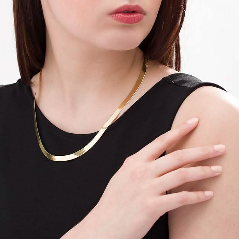 14K 6mm Solid Yellow Gold High Polished Herringbone Necklace Chain DailySale