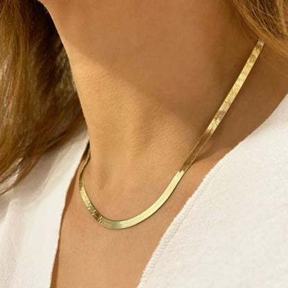 14K Flat Snake Choker Necklace 16" DailySale