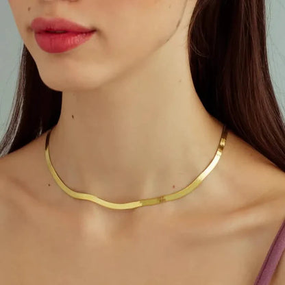 14K Flat Snake Choker Necklace 16" DailySale
