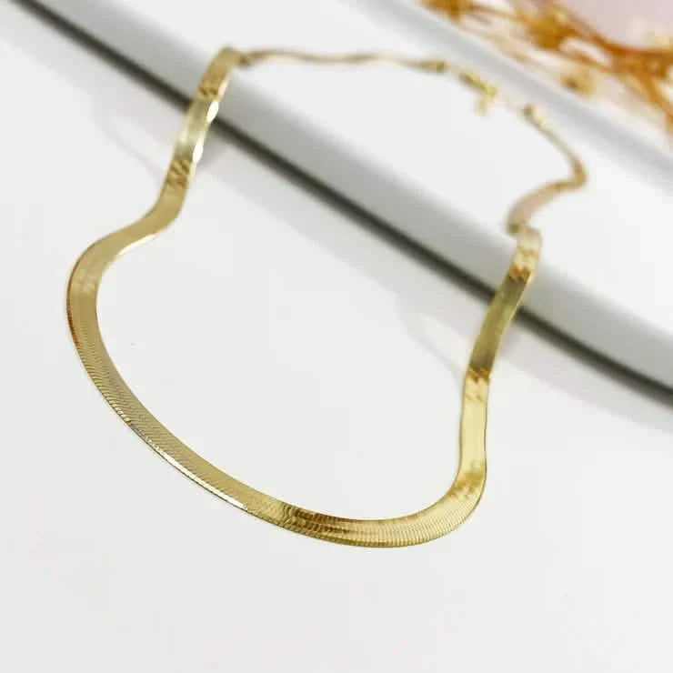 14K Flat Snake Choker Necklace 16" DailySale