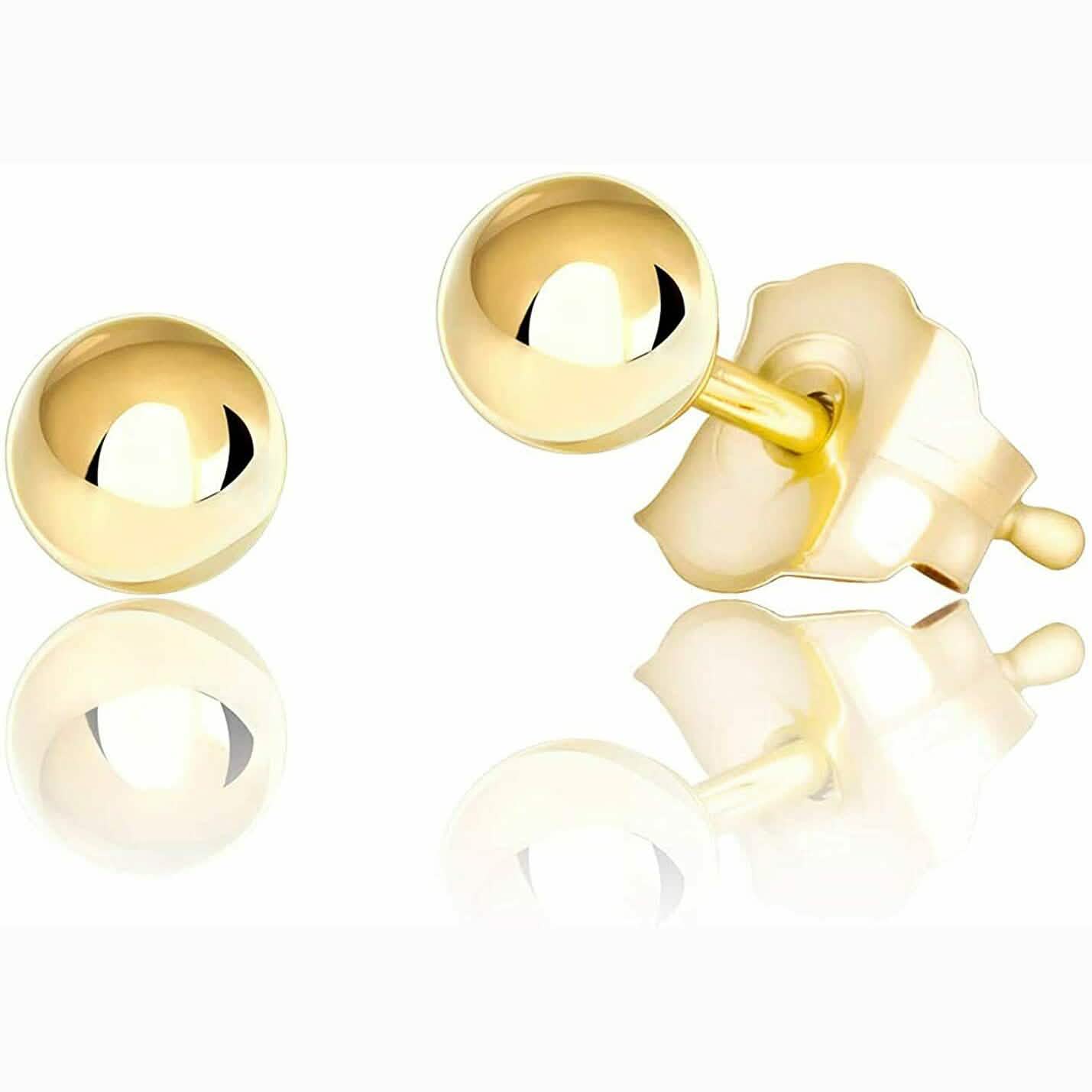 14K Genuine Solid Yellow Gold Ball Earrings DailySale