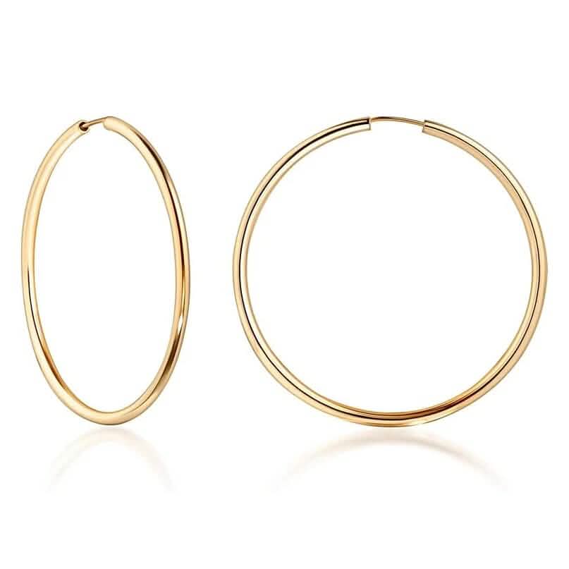 14K Gold 2mm Endless Hoop Earrings DailySale
